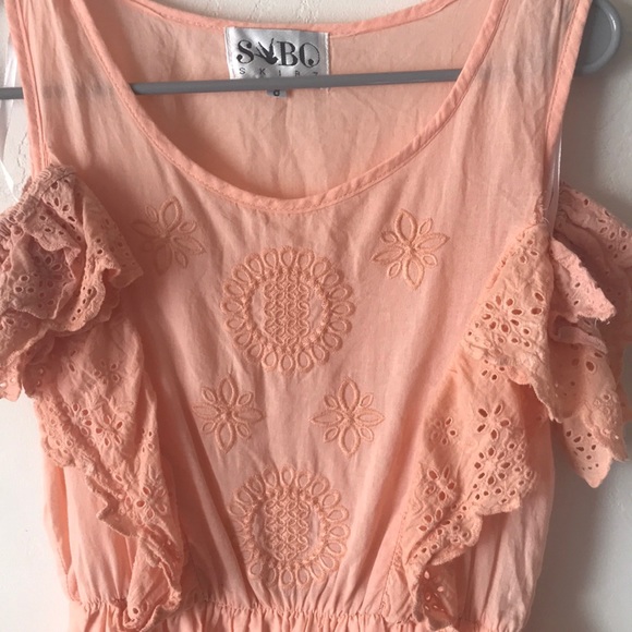 Sabo Skirt Peach Laser Cut Dress - Picture 2 of 3